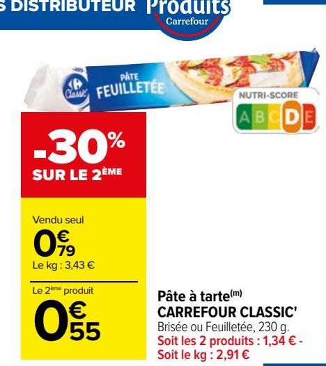 pâte à tarte Carrefour Classic