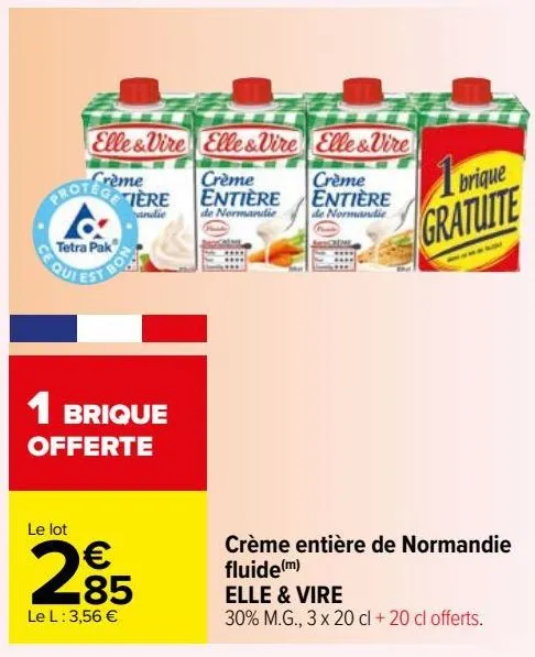 crème entière de normandie fluide elle & vire