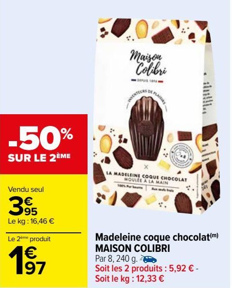 madeleine coque chocolat Maison Colibri