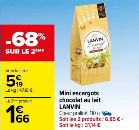 Mini escargots chocolat au lait Lanvin