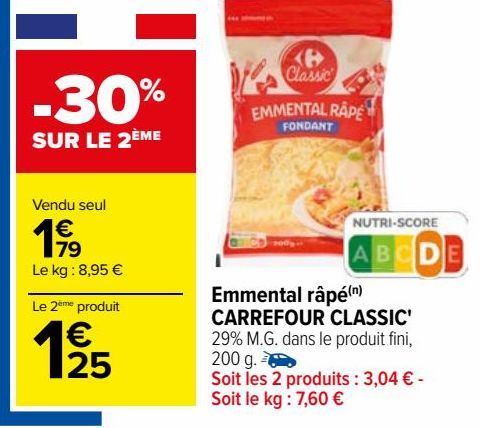 emmental râpé Carrefour Classic