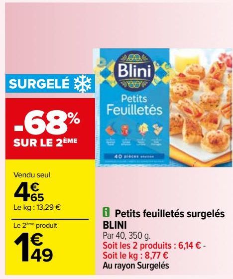 petits feuilletés surgelés Blini