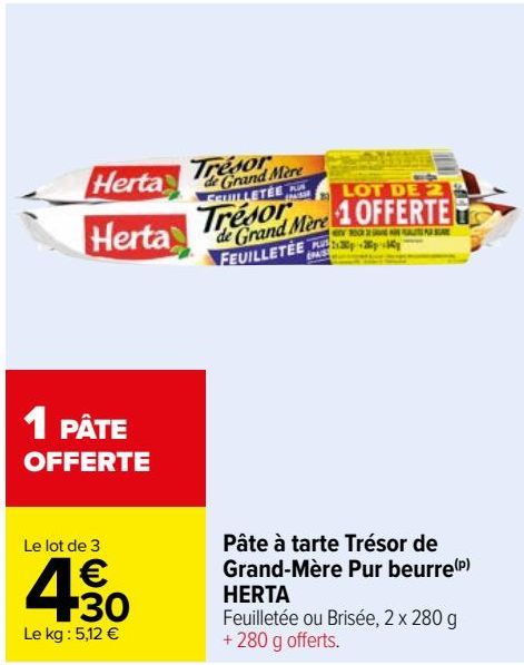 pâte à tarte trésor de grand-mère pur beurre Herta