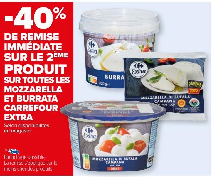 TOUTES LES MOZZARELLA ET BURRATA CARREFOUR EXTRA