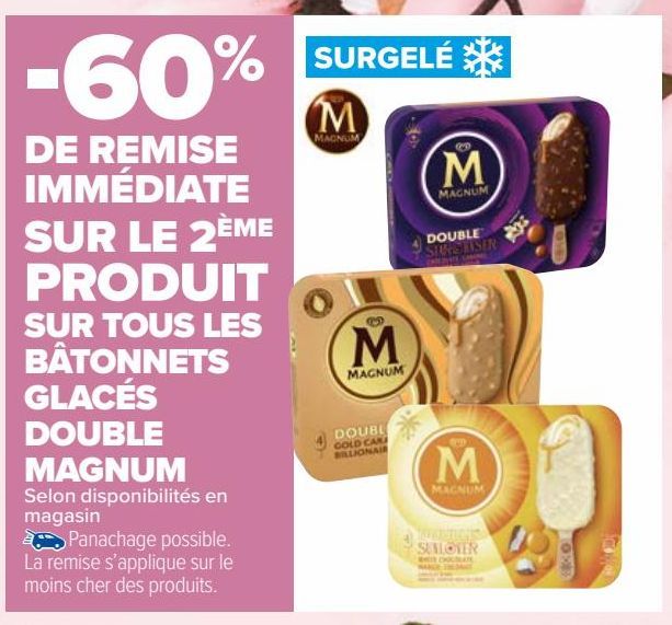 SUR TOUS LES BATONNETS GLACES DOUBLE MAGNUM