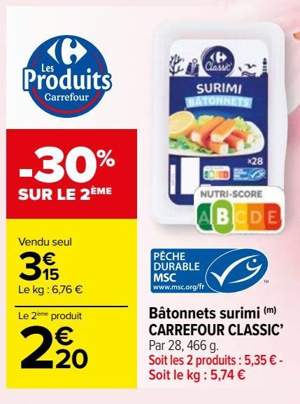 BATONNETS SURIMI CARREFOUR CLASSIC