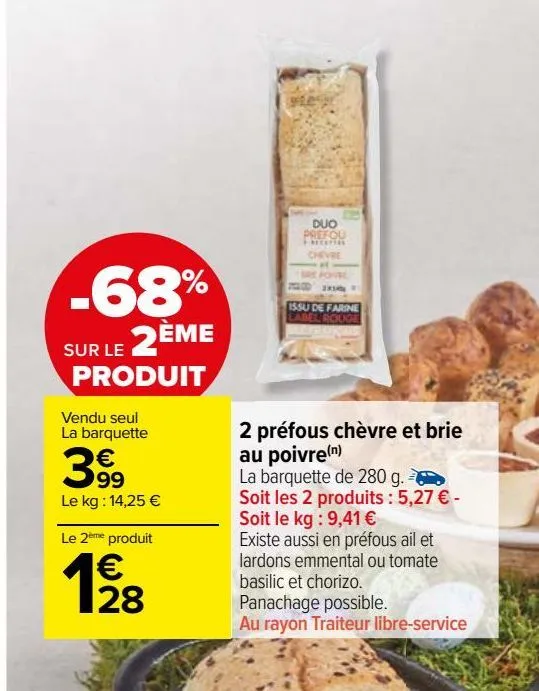 2 prefous chevre et brie au poivre