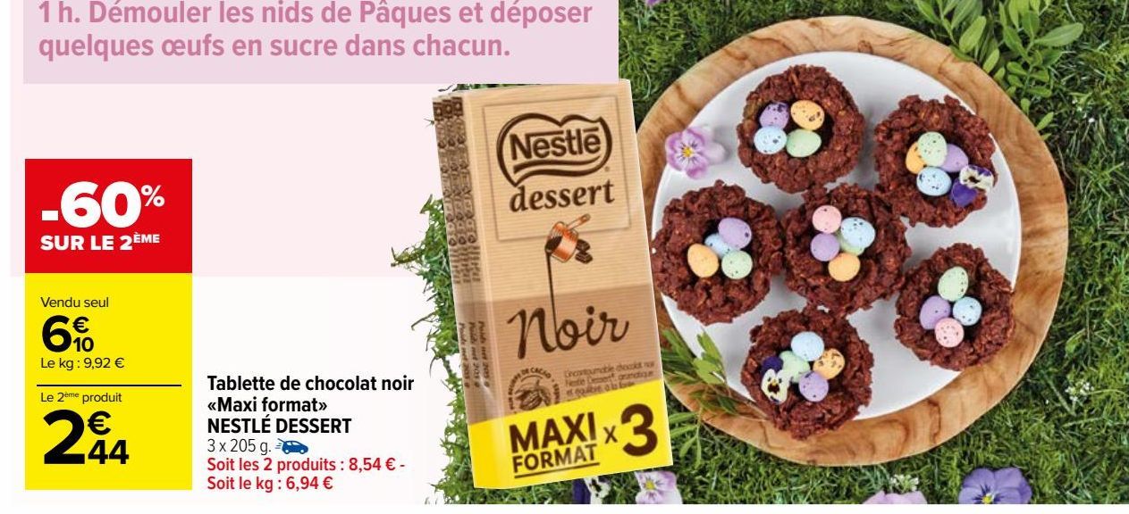 TABLETTE DE CHOCOLAT NOIR <<MAXI FORMAT>> NESTLE DESSERT