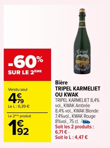 BIERE TRIPEL KARMELIET OU KWAK