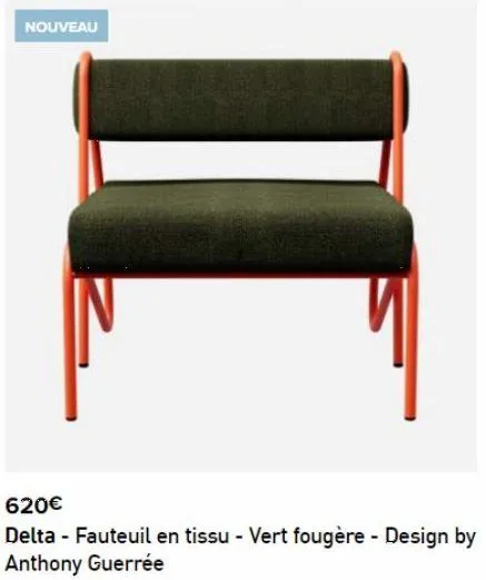 nouveau  620€  delta - fauteuil en tissu - vert fougère - design by anthony guerrée  