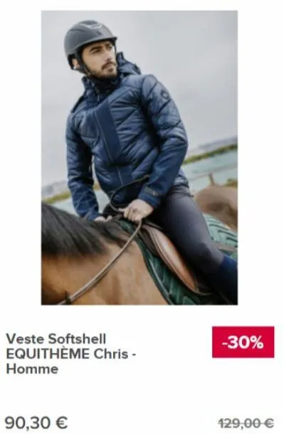 veste softshell equithème chris - homme  90,30 €  -30%  129,00 € 