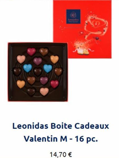 Leonidas Boite Cadeaux Valentin M - 16 pc.  14,70 € 