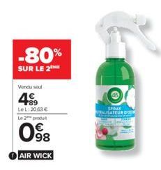 -80%  SUR LE 2  Vendu soul  89  LeL: 20,63 € Le 2 produ  098  AIR WICK  Of  SPRAY ALISATEUR BOOK 