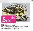 5€999  eclairage led  100 led solaire 10 mts. blanc chaud. bcd000 