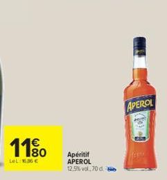 1180  LeL: 16,86 €  Apéritif APEROL  12,5% vol, 70 d. 2  APEROL  (1)) 