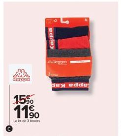 Kappa  15⁹⁰0  11,⁹0  90  Le lot de 3 boxers  Kappa  AREJUD  dex edde 