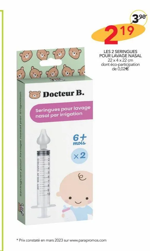 les 2 seringues pour lavage nasal