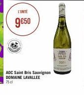 L'UNITÉ  9€50  ADC Saint Bris Sauvignon DOMAINE LAVALLEE 75 cl  Twith  2  201 