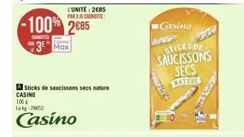 canottes  sur  -100% 2685  3  casino  a sticks de saucissons secs nature  casino  100€ lekg: 28650  casino  l'unité: 2€85 par 3 je cagnotte  casino  sticks de saucissons secs nature 