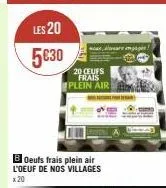 les 20  5€30  20 ceufs frais plein air  boeufs frais plein air l'oeuf de nos villages  x 20  alware magi 