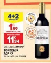 4+2  offerter  1⁹9  and stati  1134  chateau les marias  bordeaux  aop o  ret 5011455/r5011454  medalle  or  lexmaria 