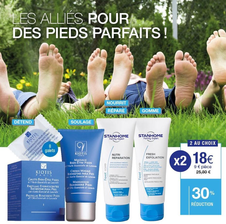 LES ALLIES POUR DES PIEDS PARFAITS!  DÉTEND  w/9  PARTING  KIOTIS  PARIS  8  galets  DELNDE PA  ERI PIED  GALET EFFERVESCENT POUR LES PEDS EFFERVESCENT FOOT BATH TABLET PASTILLA EFERVESCENTE PARA PES 