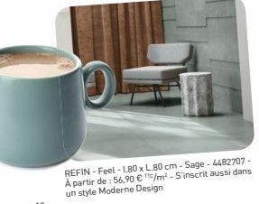 REFIN-Feel-L80 x L80 cm - Sage-4482707-À partir de : 56,90 € TTC/m²- S'inscrit aussi dans un style Moderne Design 