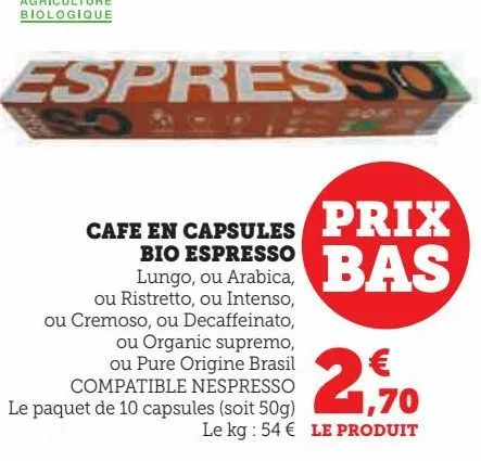 café en capsules bio espresso 