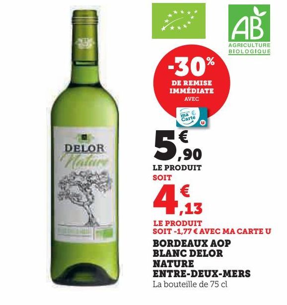 Bordeaux aop blanc delor nature entre-deux-mers