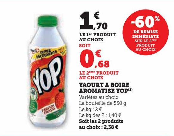 yaourt à boire aromatisé Yop