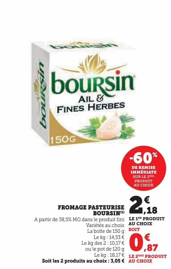 fromage pasteurise boursin