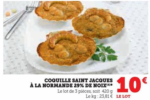 coquilles Saint-Jacques à la normandie 29% de noix