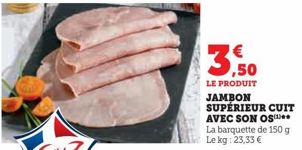 jambon supérieur cuit avec son os