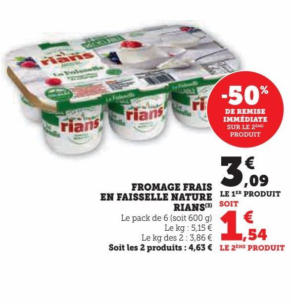 fromage frais en faisselle nature Rians