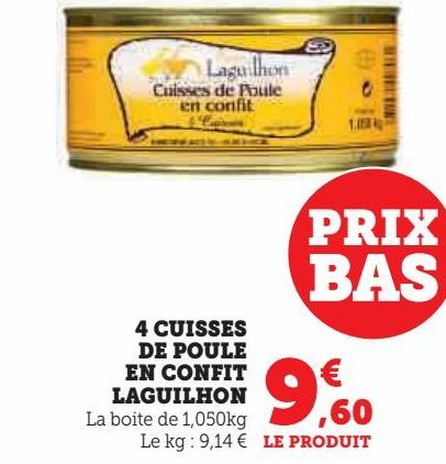 4 cuisses de poulet en confit Laguilhon