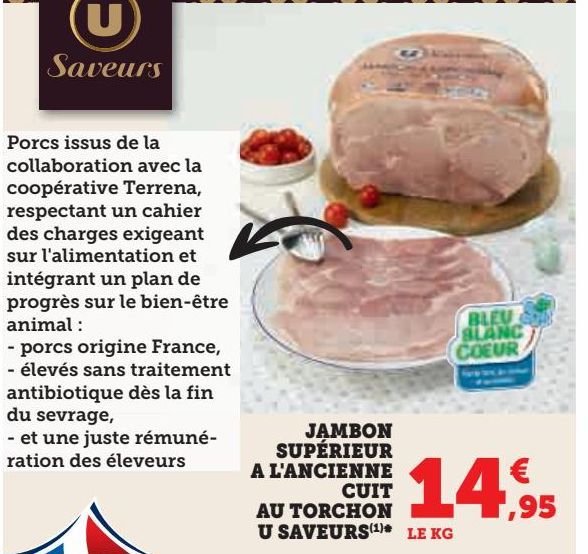 jambon supérieur à l'ancienne cuit au torchon U saveurs