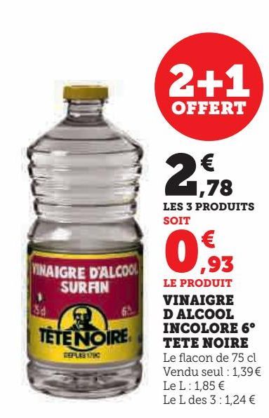 vinaigre d'alcool incolore 6° Tête Noire