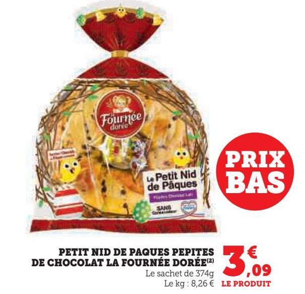 Petit nid de pâques pépites de chocolat La fournée dorée