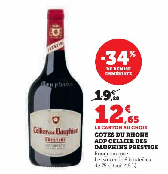 Côtes du rhone aop cellier des dauphins prestige