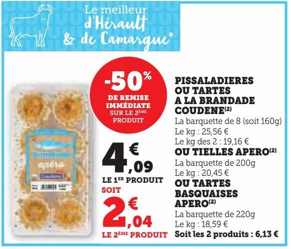 Pissaladières ou tartes à la brandade Coudene ou tielles apéro ou tartes basquaise apéro