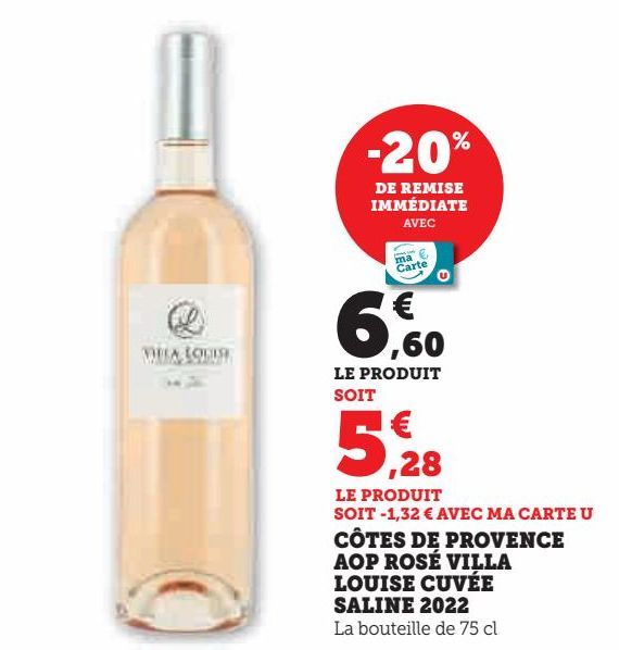 Côtes de provence aop rosé villa louise cuvée saline 2022