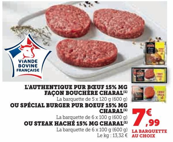 l'authentique pur boeuf 15% mg façon bouchère Charal