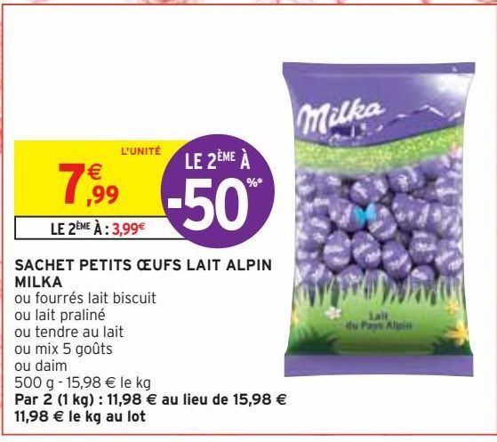 SACHET PETITS ŒUFS LAIT ALPIN MILKA