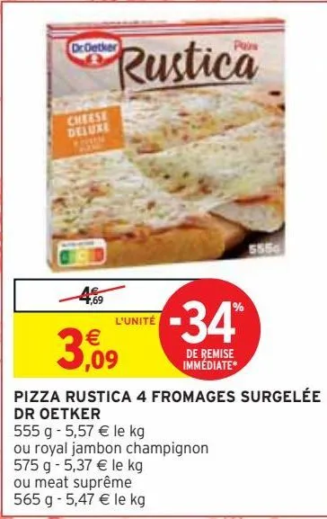 pizza rustica 4 fromages surgelée dr oetker