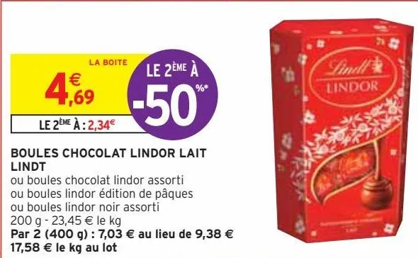 boules chocolat lindor lait lindt