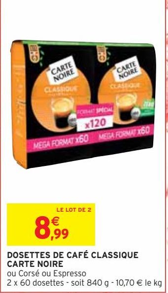 DOSETTES DE CAFÉ CLASSIQUE CARTE NOIRE