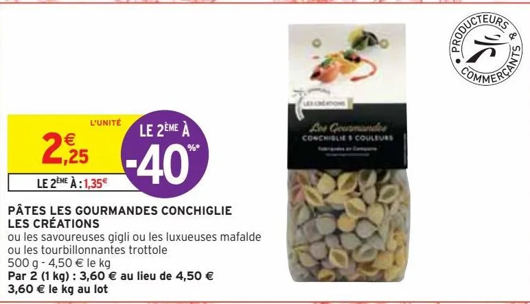 pâtes les gourmandes conchiglie les créations