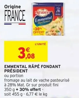 emmental râpé fondant président