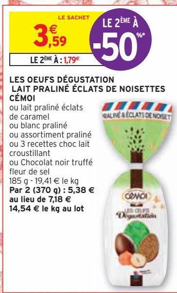 LES OEUFS DÉGUSTATION  LAIT PRALINÉ ÉCLATS DE NOISETTES CÉMO