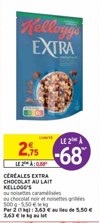 CÉRÉALES EXTRA CHOCOLAT AU LAIT KELLOGG'S